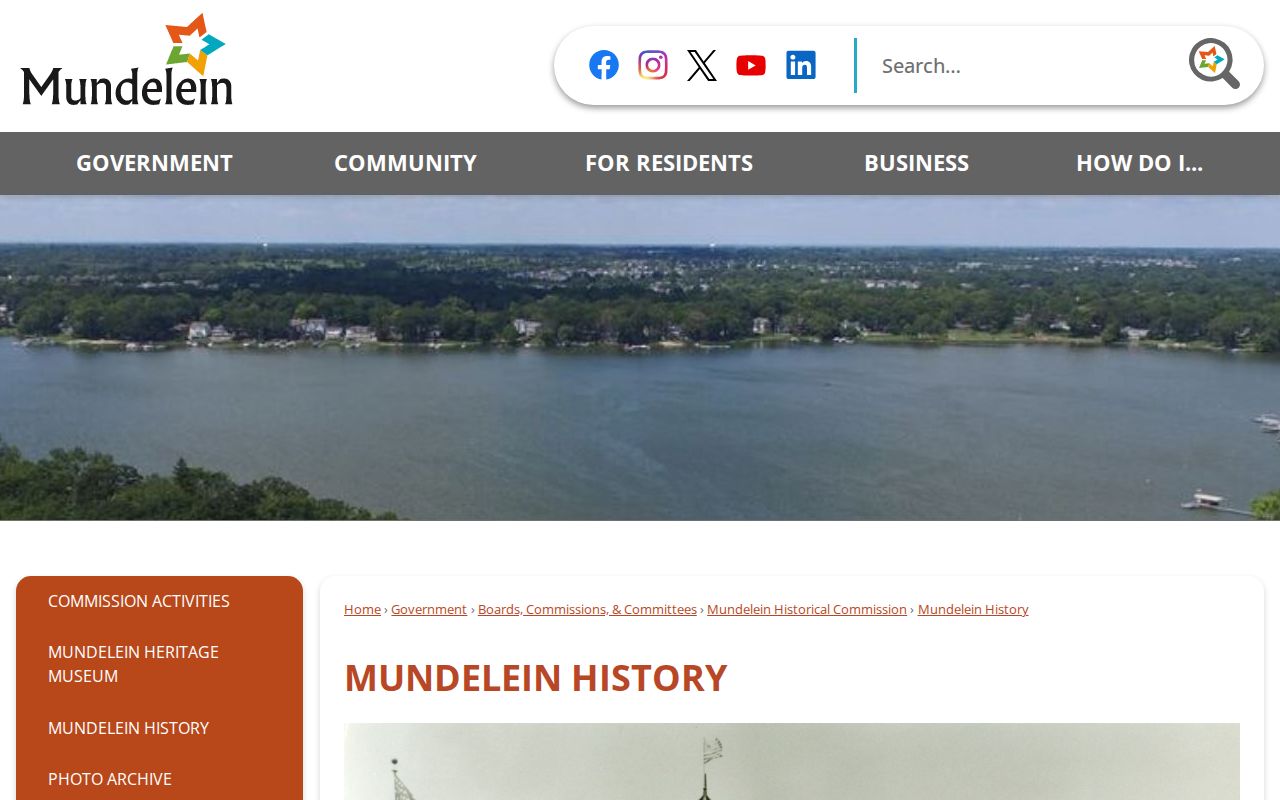 Mundelein city directory place-name research on the official history page