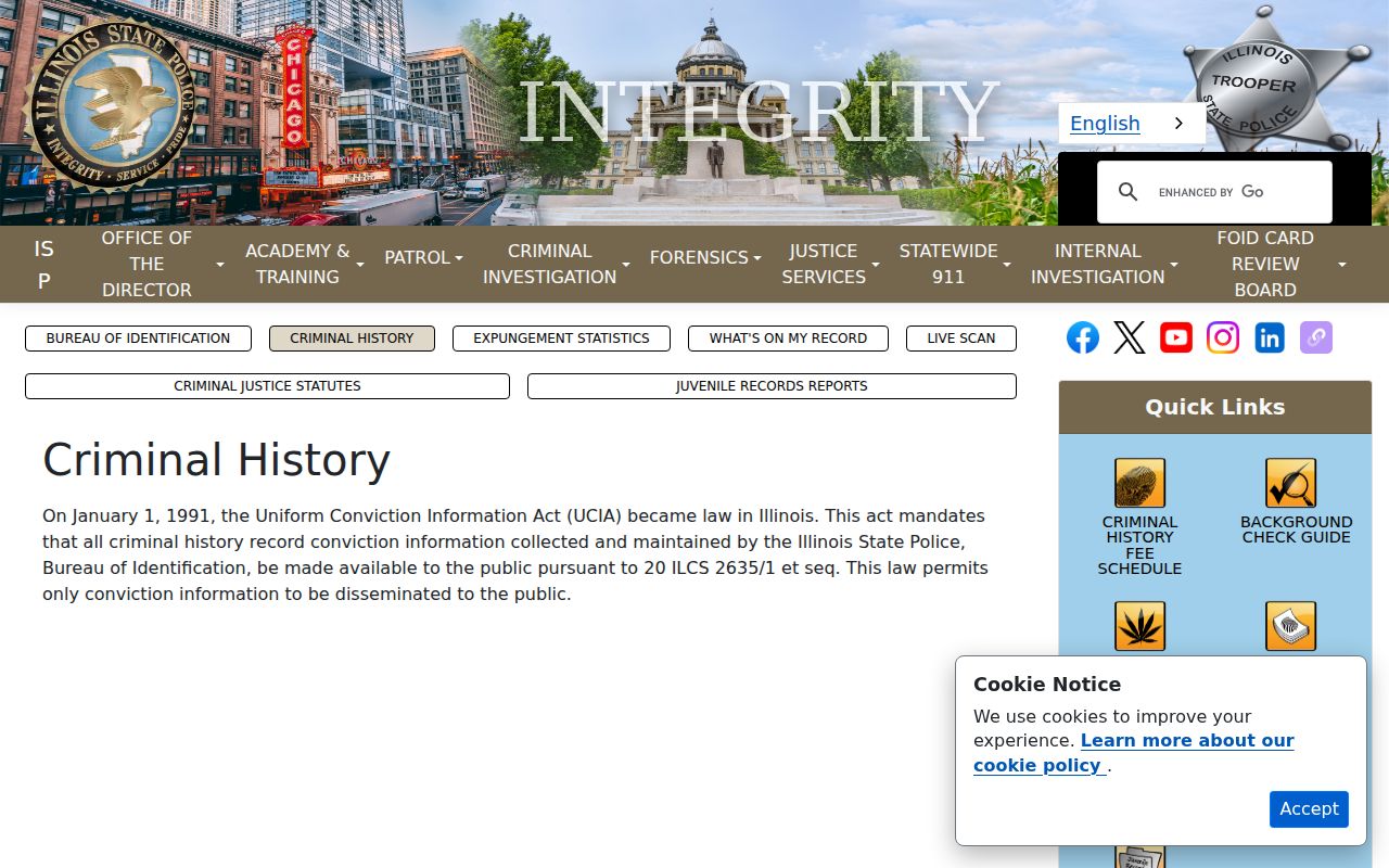Illinois State Police criminal history access information
