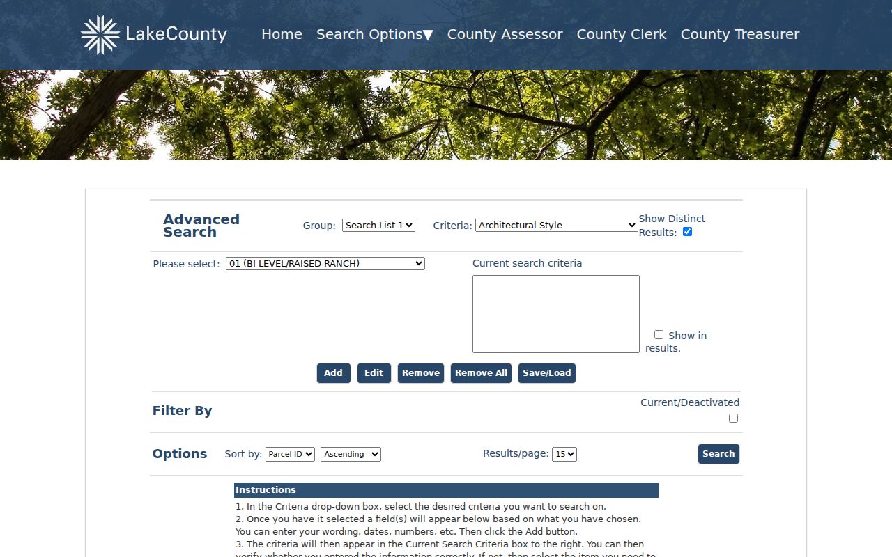 Lake County advanced property search used for Mundelein addresses