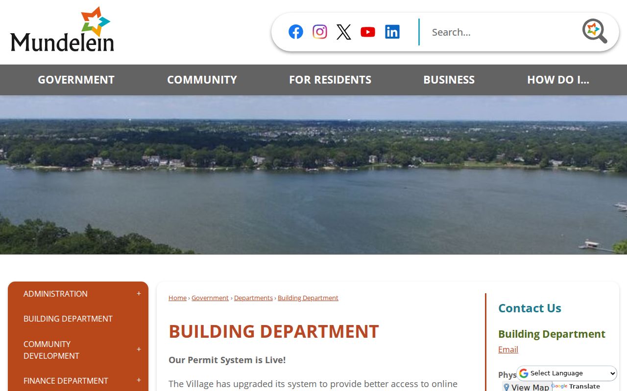 Mundelein Building Department address record information