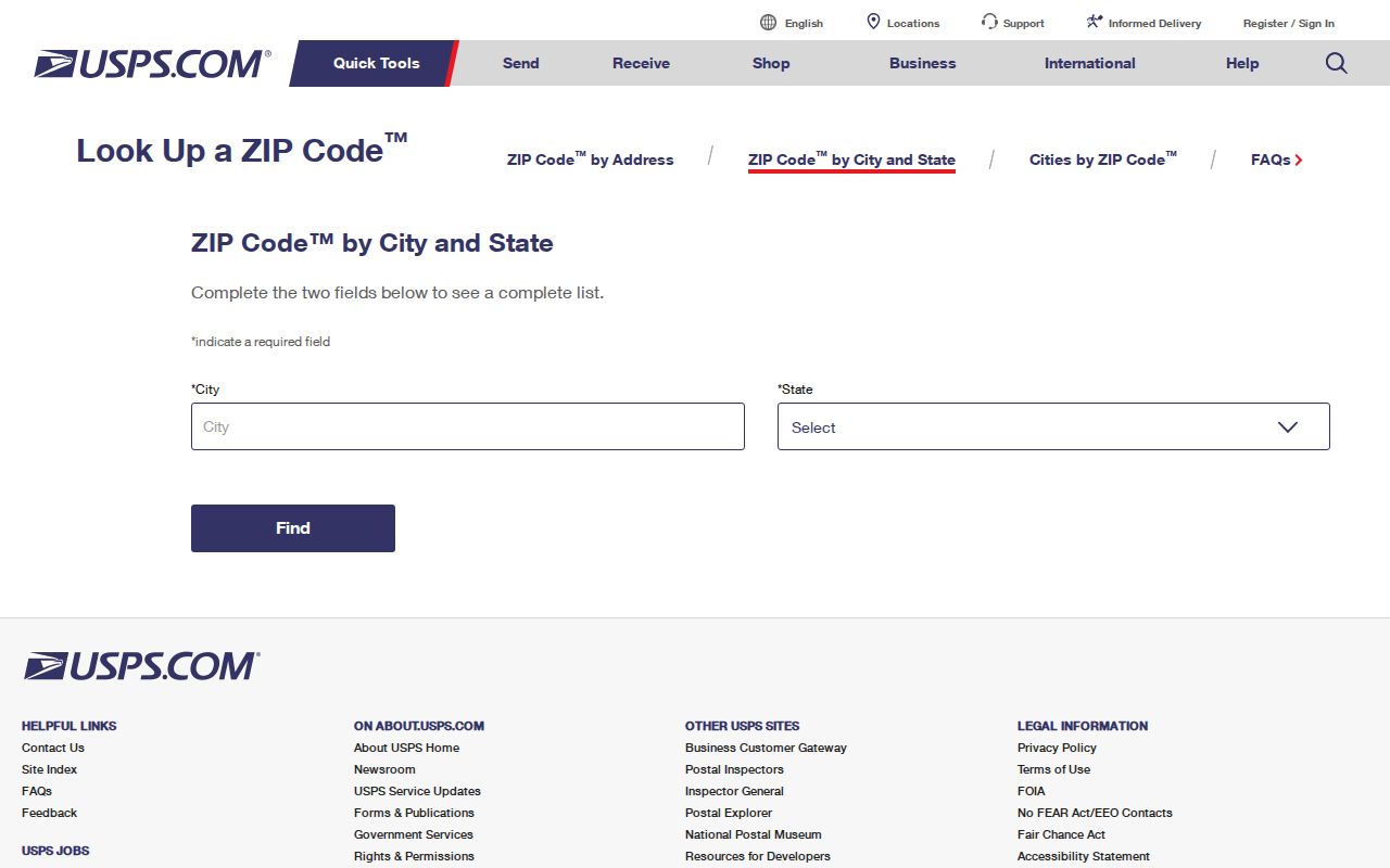 Mundelein ZIP code directory search on the USPS lookup screen
